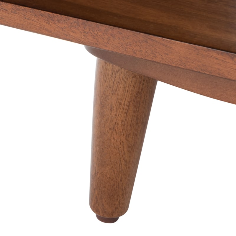 SAFAVIEH Cricket Mid-Century Modern Open Shelf Storage Bench with Cushion