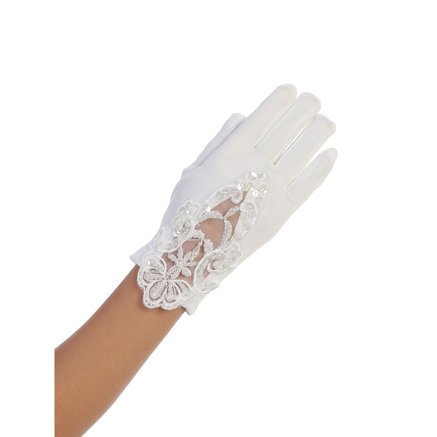 childrens white lace gloves