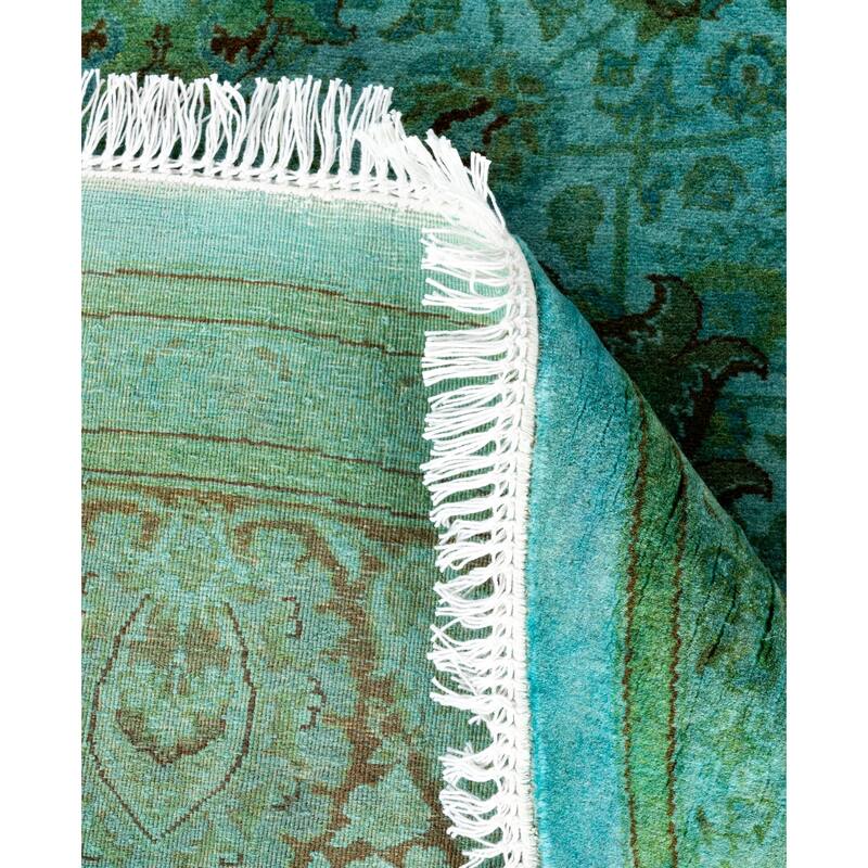 Overdyed One-of-a-Kind Hand-Knotted Area Rug - Green - 7' 1" x 7' 1"