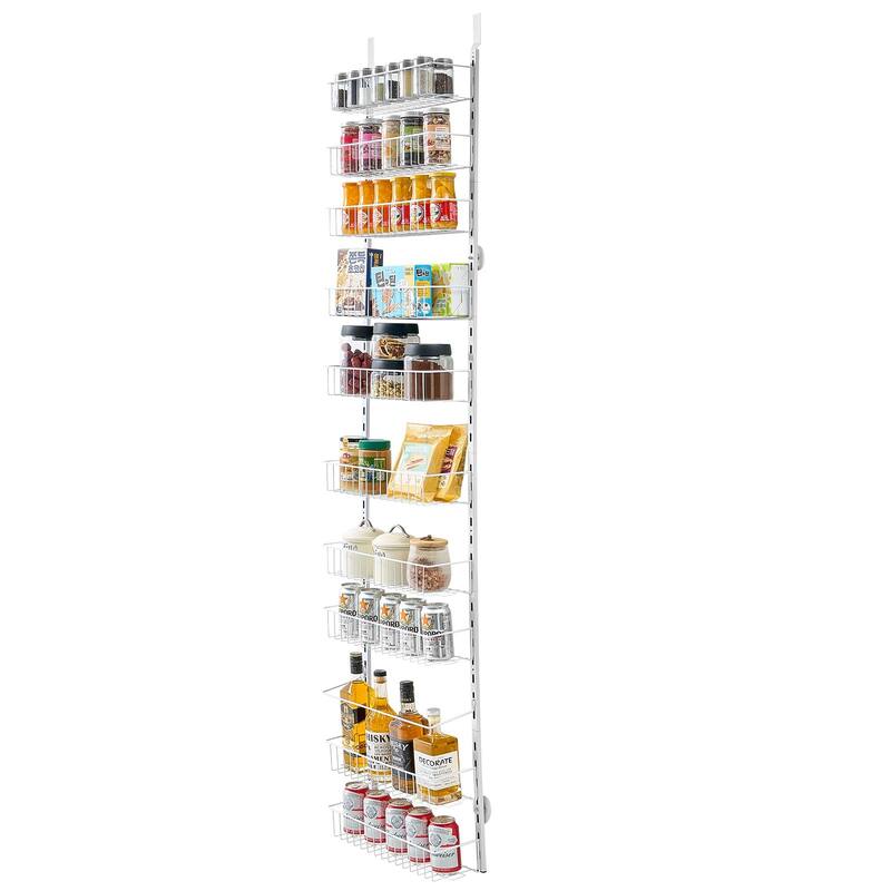 Pantry Organizer with Adjustable Baskets Wall Mount & Over Door Rack
