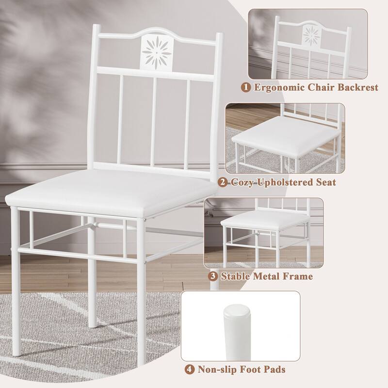 VECELO 3/5-piece Modern Dining Table and Chairs Set with PU Leather Seats Space Saving Dining Set