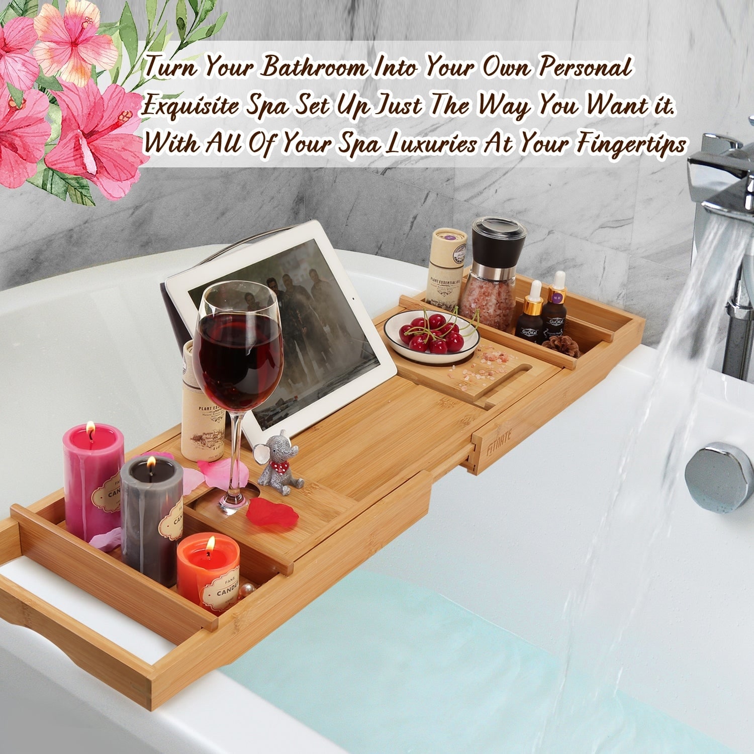 Wood Expandable Luxury Bamboo Bath Tub Bathtub Caddy Tray - China