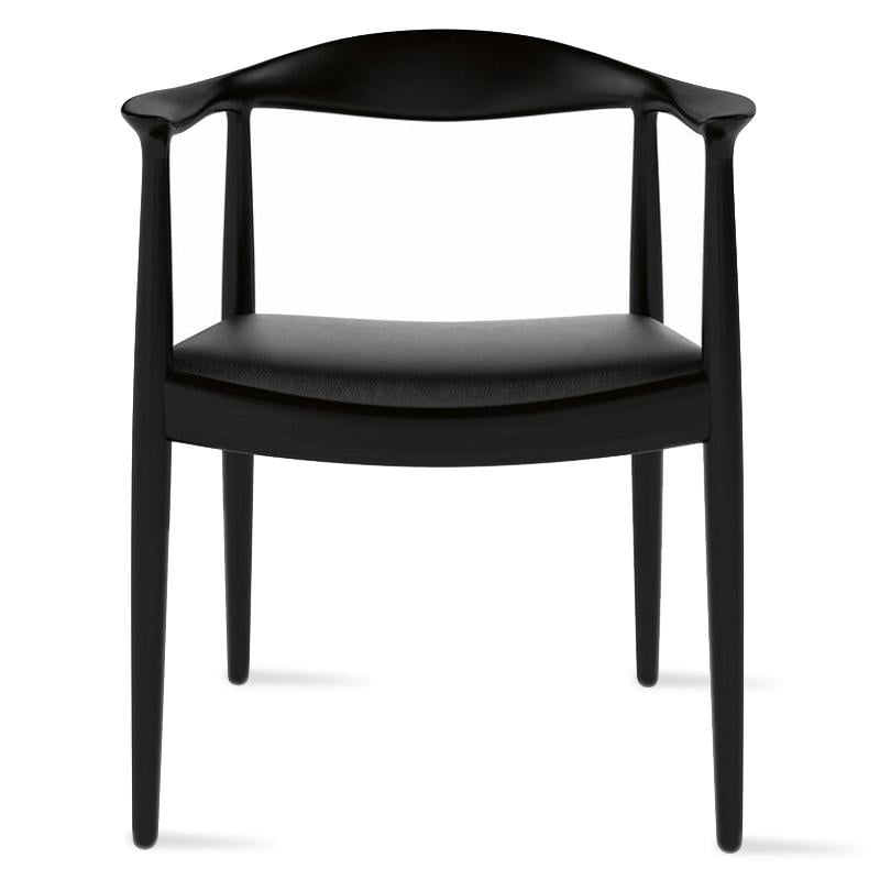 Solid Wood Elbow Kennedy Chairs Oak and Faux Leather Dining Armchair For Kitchen Bedroom Office