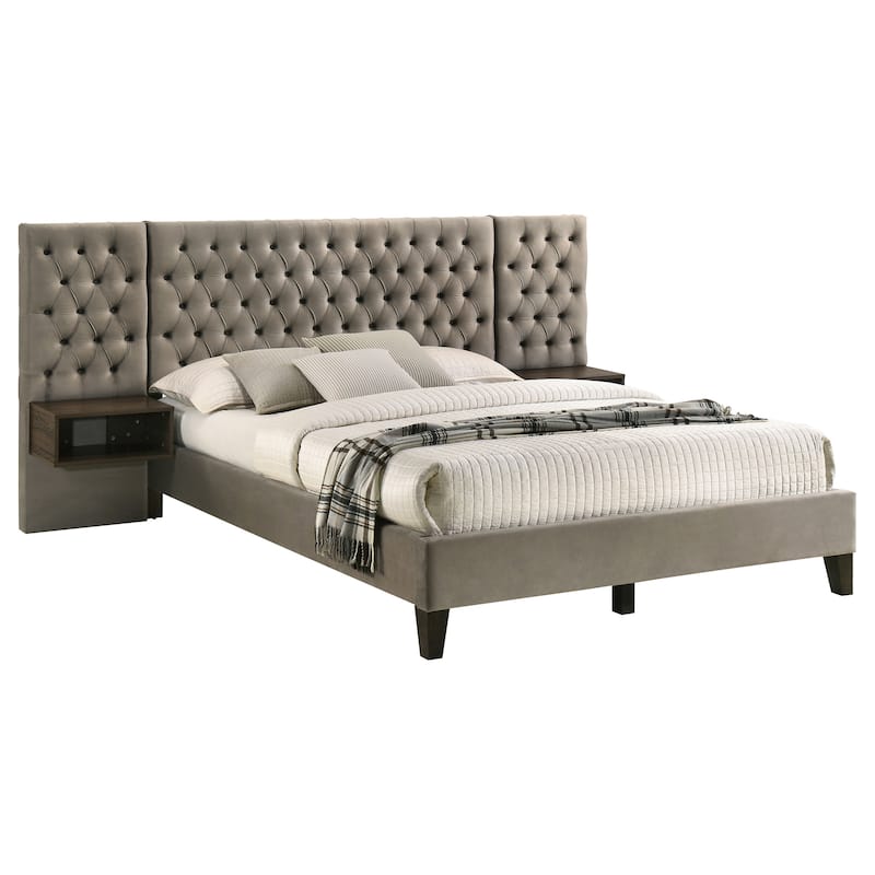 Marley Upholstered Platform Bed Light Brown