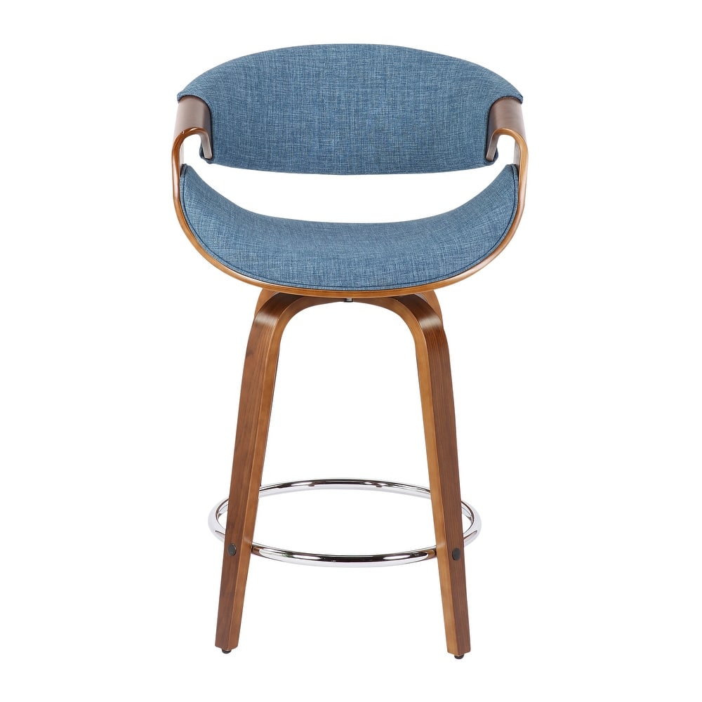 Carson Carrington Sauda 24" Fixed-Height Counter Stools with Bent Wood Legs & Round Footrest (Set of 2)