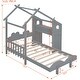 preview thumbnail 17 of 16, Twin Platform Bed with Windmill, Flower Decor & Desk - House Bed Style