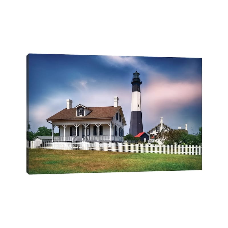 iCanvas "Tybee Island Lighthouse With The Keeper's Cottage, Savannah Beach, Georgia" by George Oze Canvas Print