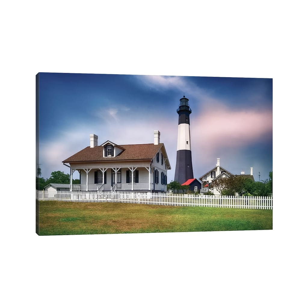 iCanvas "Tybee Island Lighthouse With The Keeper's Cottage, Savannah Beach, Georgia" by George Oze Canvas Print