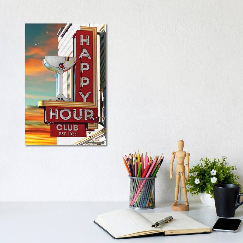 iCanvas "Happy Hour Club" by Larry Grossman Canvas Print - 12x8x0.75