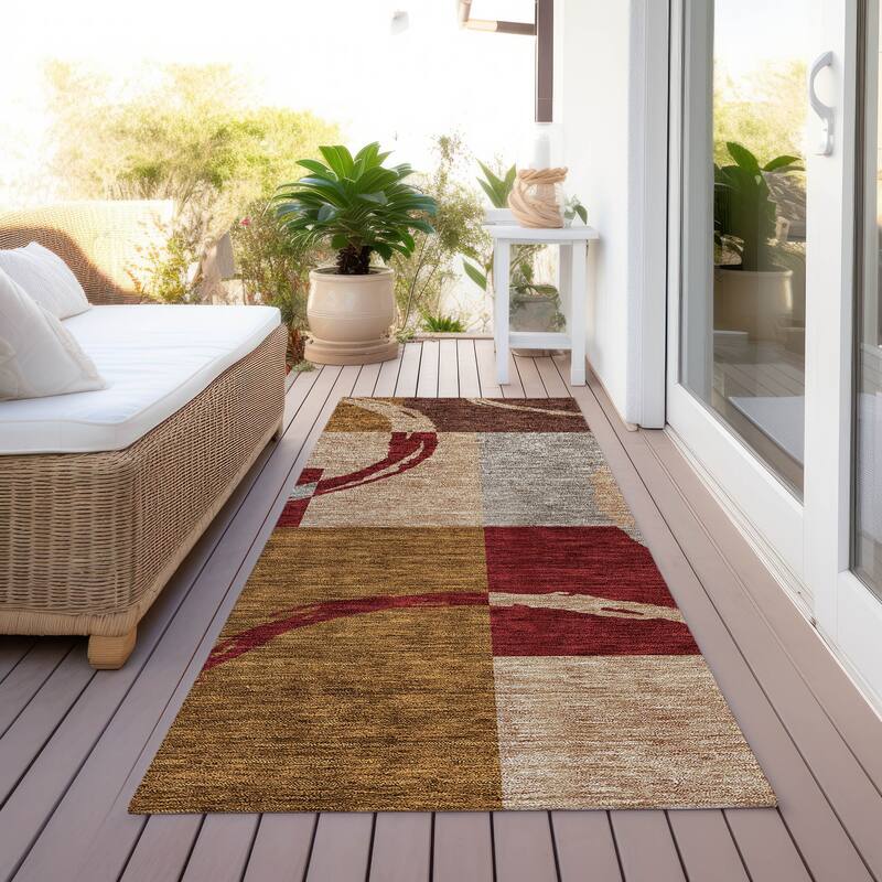Machine Washable Indoor/ Outdoor Contemporary Chantille Rug - Wheat - 2'3" x 7'6"
