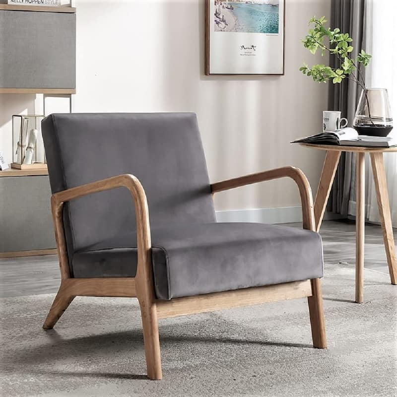 Kreindy 25-inch Wide Mid-century Modern Velvet Cushion Armchair