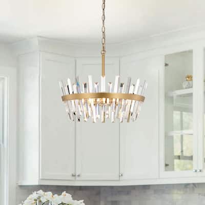 Daisy 6-Light Glam Crystal Glass Prism Round Chandelier