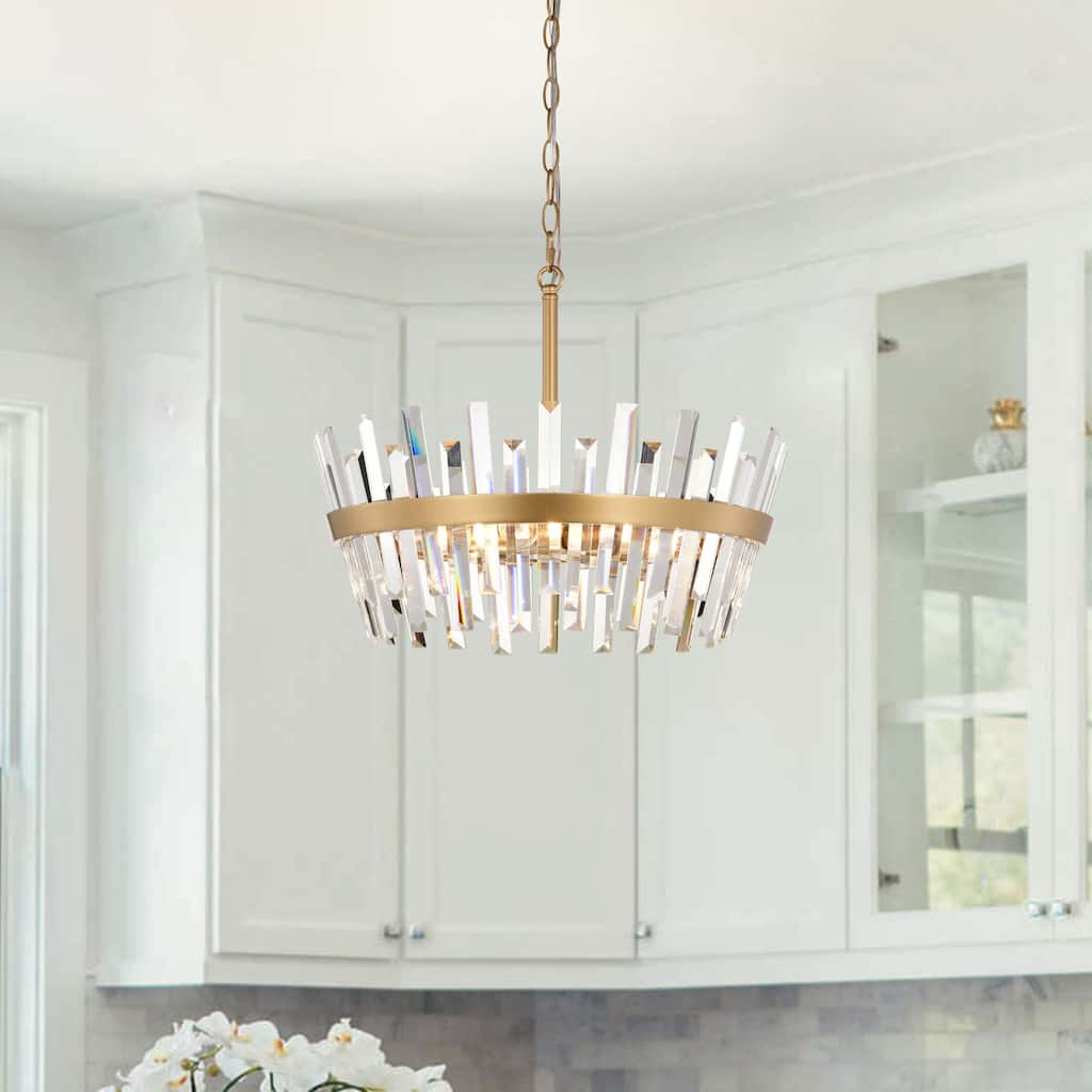 Daisy 6-Light Glam Crystal Glass Prism Round Chandelier - 18.5 inches in diameter x 14.8 inches H
