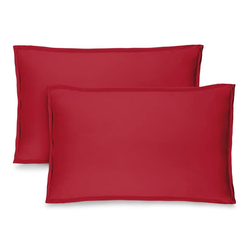 Bare Home Double Brushed Pillow Shams (Set of 2) - Standard - Red