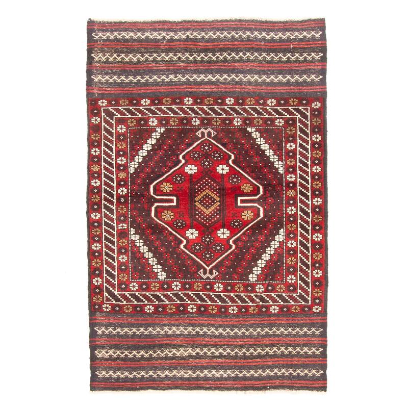 ECARPETGALLERY Hand-knotted Teimani Red Wool Rug - 3'3 x 5'0