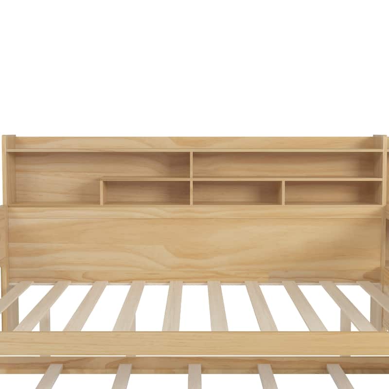 Wooden Full Size Multi-functional Bed with Study Desk and Trundle