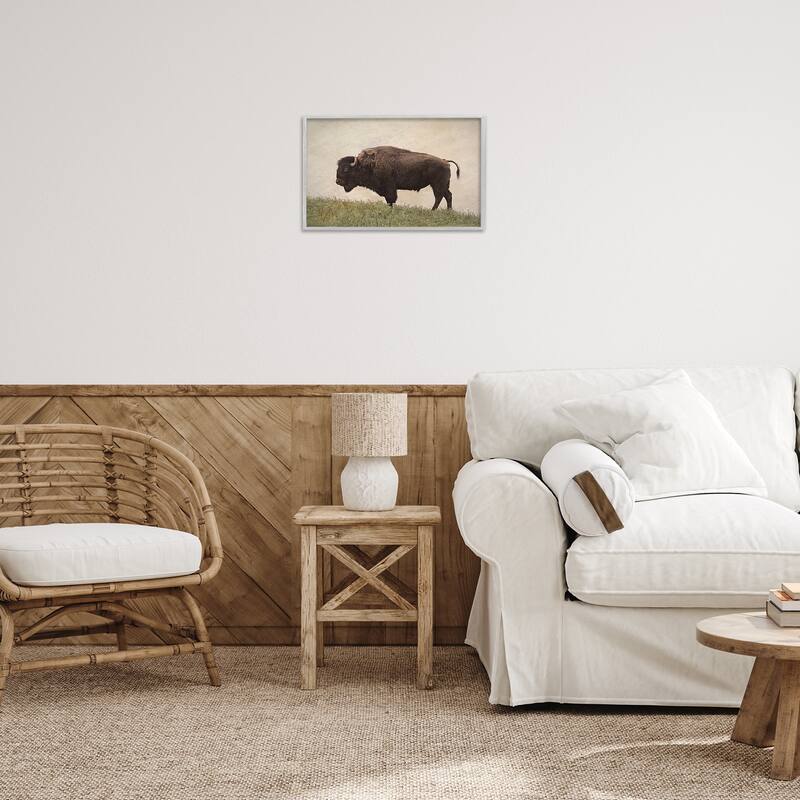 Stupell Serene Buffalo on Country Hill Framed Giclee Art Design By Steve Toole