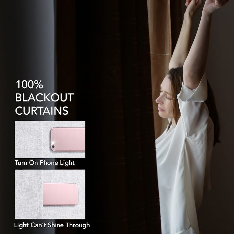 Deconovo Total Blackout Faux Linen Curtains 2 Panels