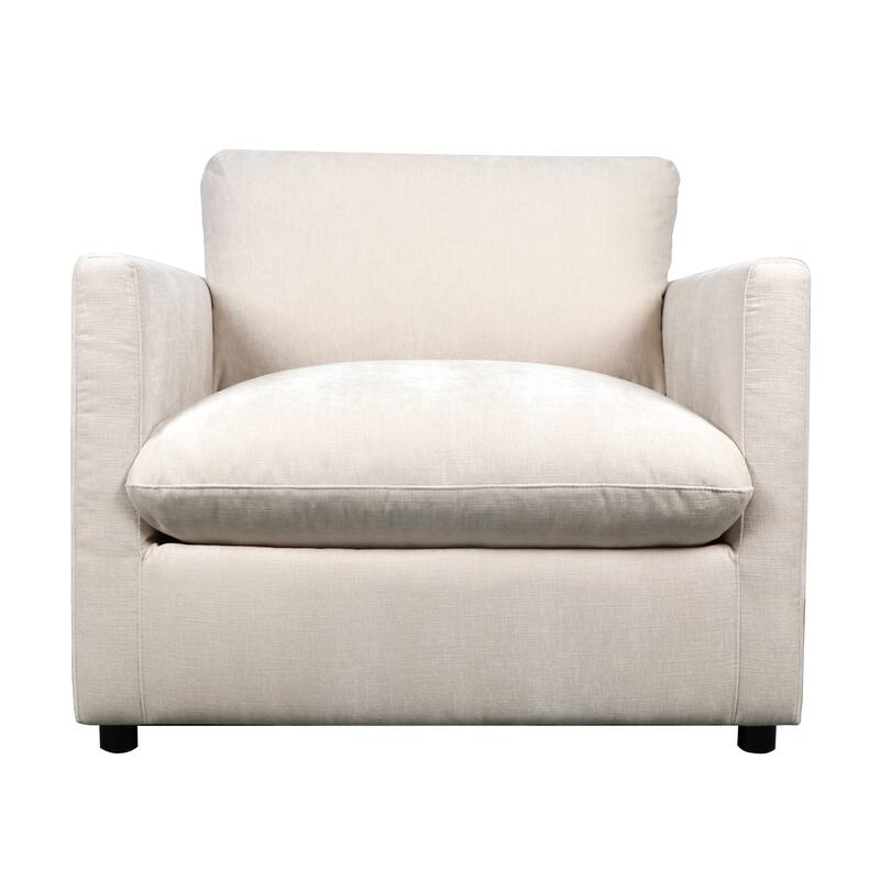 Harp & Finial Afton Chair - Contessa Ivory Linen Fabric - Ivory