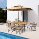 preview thumbnail 9 of 26, 7-PC Outdoor Patio Dining Set Rectangular Aluminum Table with Umbrella Hole with Rattan Chair