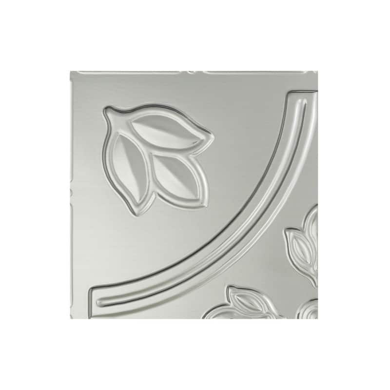 FASÄDE Traditional Style 5 Decorative Vinyl 2ft x 2ft Lay in Ceiling Panel in Brushed Aluminum (5 Pack) - 12in x 12in Sample - Brushed Aluminum