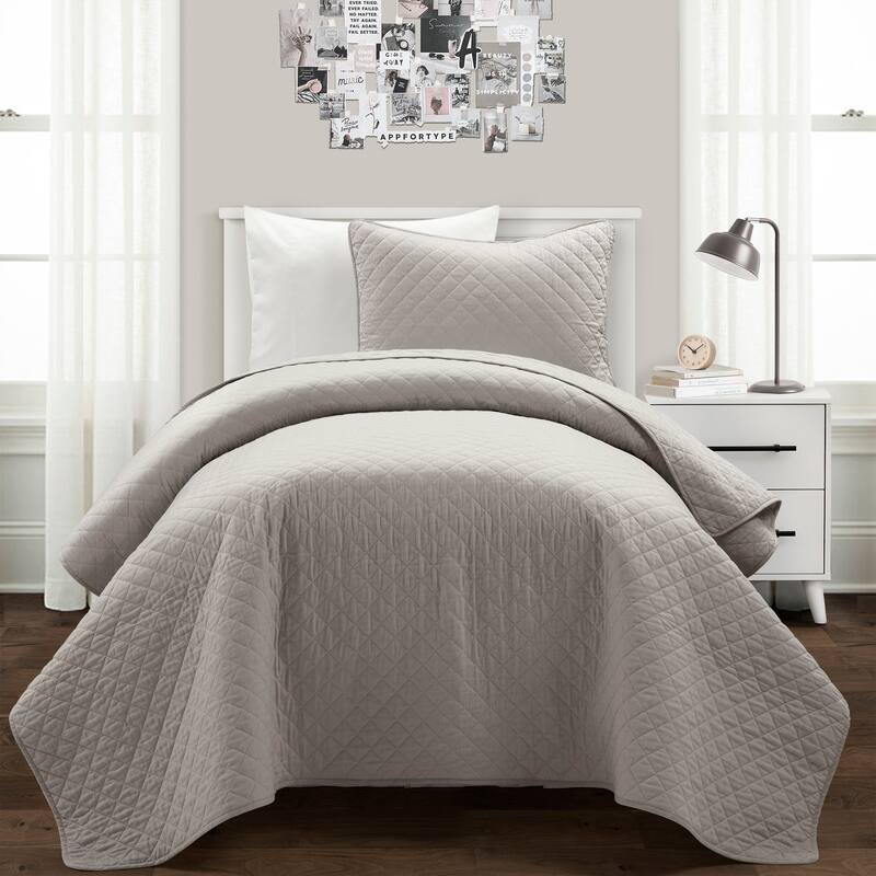 Copper Grove Balm Diamond Oversized Cotton 3-piece Quilt Set - Gray - Twin XL - 2 Piece