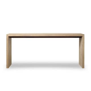 72 Inches Waterfall Console Table Reclaimed Pinewood Whitewash