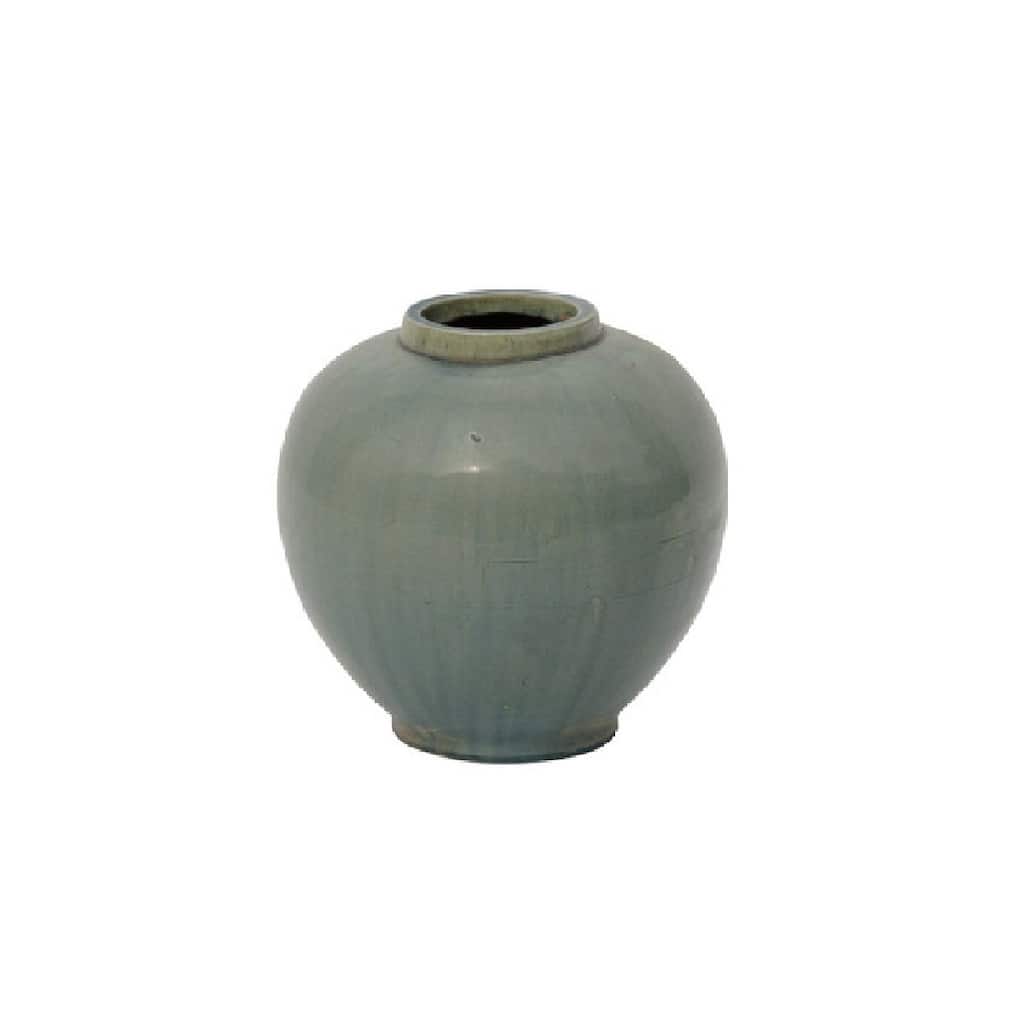 Artissance Small Ceramic Apple Shaped Pot, 9 Inch Tall, Vintage Green (Size & Finish Vary)