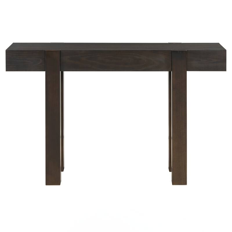Rustic Minimalist Console Table with Hidden Drawer, Side Power Outlet,Wood Entryway Table for Entryways, Living Rooms