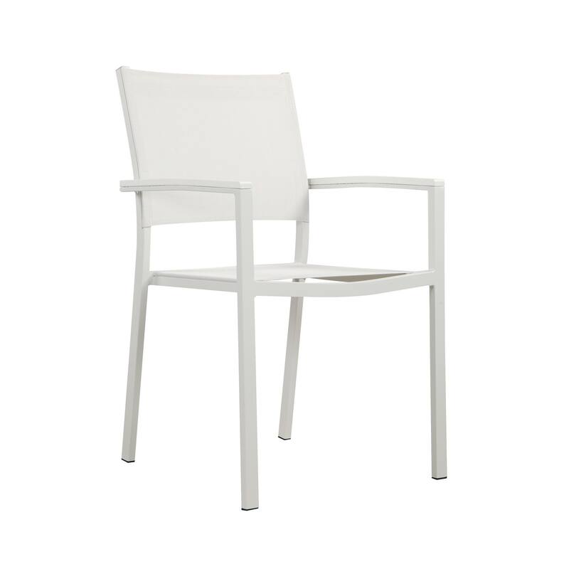 Fifi 21 Inch Set of 6 Dining Chairs, Aluminum Frames, Pure White Fabric - White