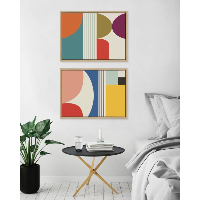 Kate and Laurel Sylvie MCM Patterns Framed Canvas Set by Rachel Lee