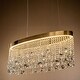preview thumbnail 7 of 5, Oval Modern Gold Crystal Fringe LED Chandelier 33" 30W For Kitchen Island