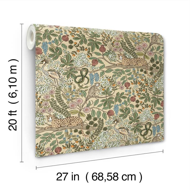 Rifle Paper Co. Safari Beige Jungle Toile Premium Peel + Stick Wallpaper