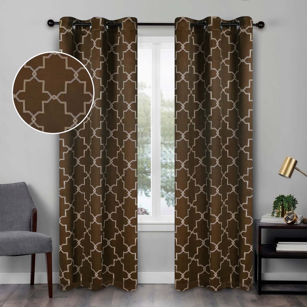 Superior Trellis Washable Room Darkening Curtains, Set of 2 Panels