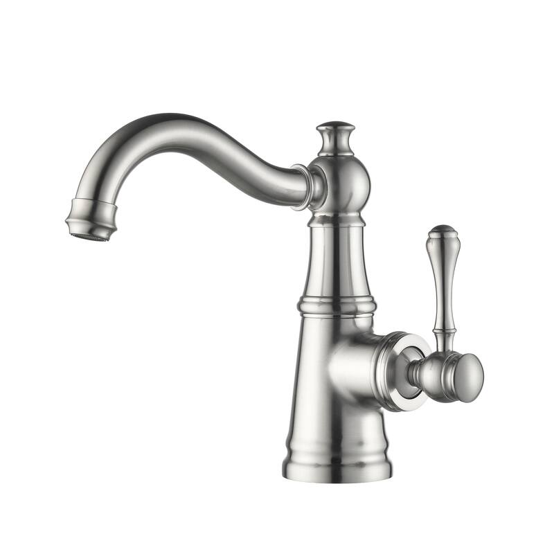 8.1"H Solid Brass Single-handle Bathroom Sink Faucet - Brushed Nickel