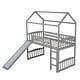 preview thumbnail 5 of 19, Twin Wood Loft Bed House Bed with Slide&Ladder&Guardrail&Roof, Large Underneath Play&Storage Area, Gray