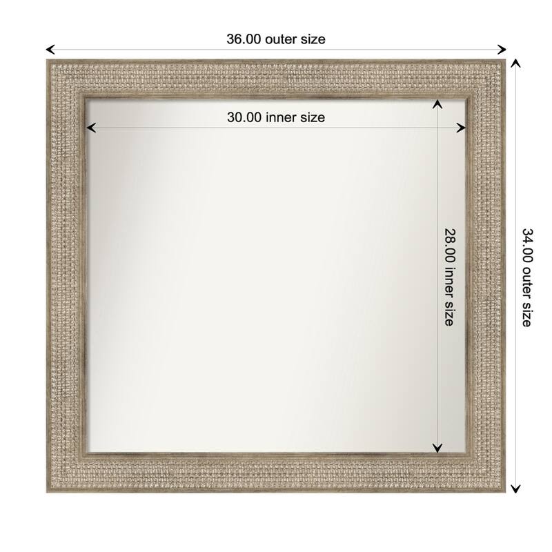Trellis Silver Framed Non-Beveled Custom Wall Mirror, Bathroom Vanity Mirror - Outer Size: 36 x 34