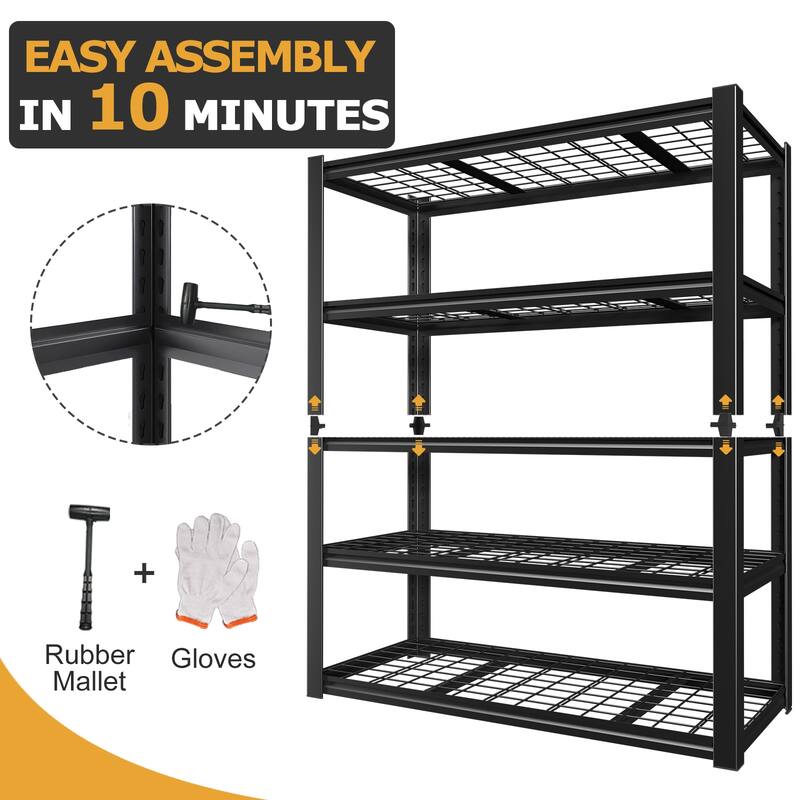 59 Inches Metal Garage Storage Rack, Heavy-Duty Steel Moisture-Proof And Waterproof 5-Layer Adjustable Storage Shelving Unit