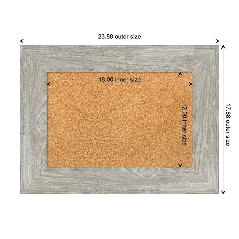 Dove Greywash Framed Cork Bulletin Memo Board