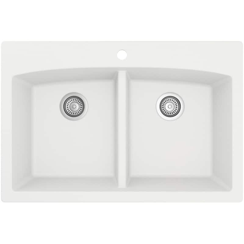 Karran USA QT-710-PK1 Quartz QT 33" Drop In Double Basin Quartz