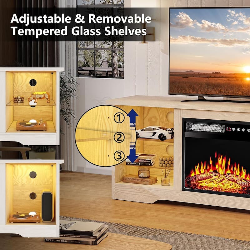 Bossin 58" Fireplace TV Stand with 18'' Electric Fireplace,Modern Entertainment Center for 65'' TVs,TV Cabinet