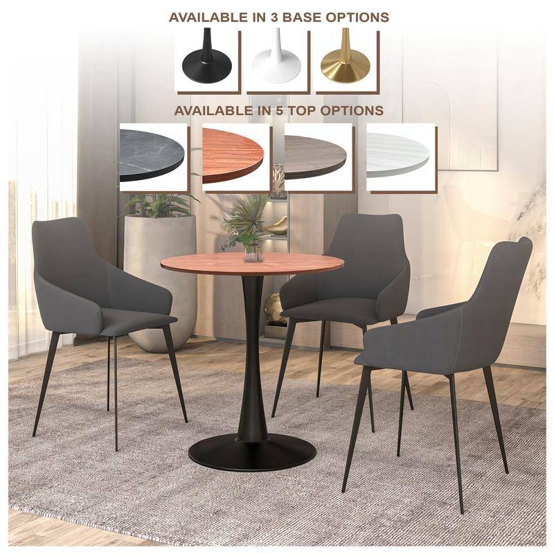 Bristol 27" Round Dining Table for 4, MDF Tabletop in Sleek Black Pedestal Base for Kitchen & Dining Room - 27.56"