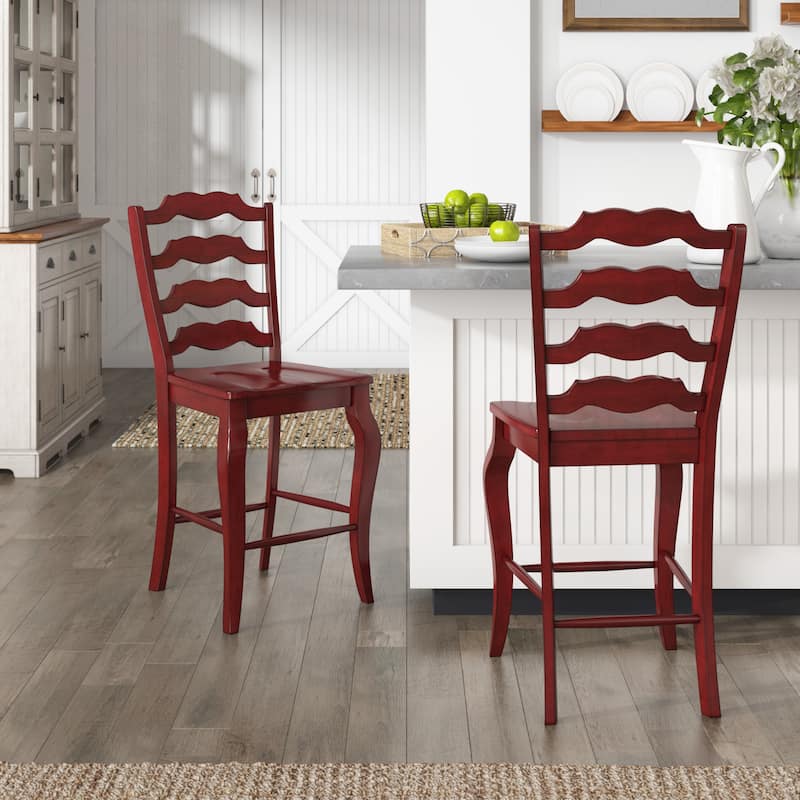 Eleanor French Ladder Back Wood Counter Chair (Set of 2) by iNSPIRE Q Classic