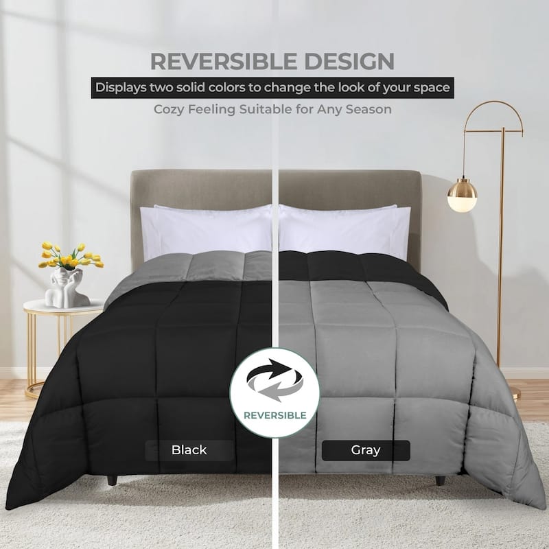 Superior Brushed Microfiber Down Alternative Reversible Comforter