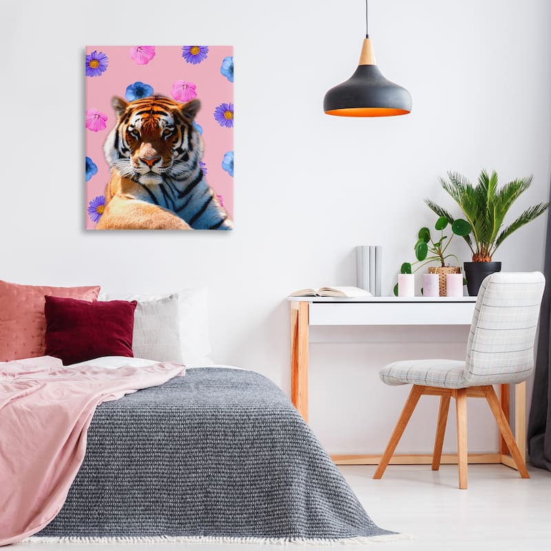 Stupell Floral Safari Tiger Canvas Wall Art Design By Marcus Prime