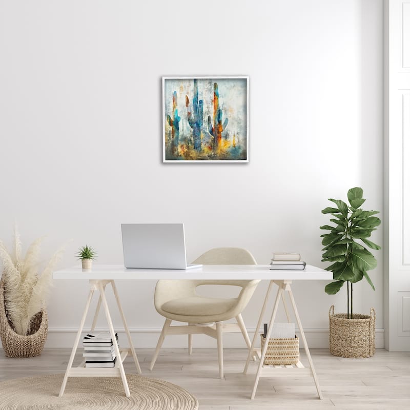 Stupell Abstract Cacti Silhouettes Vibrant Succulent Colors Framed Wall Art