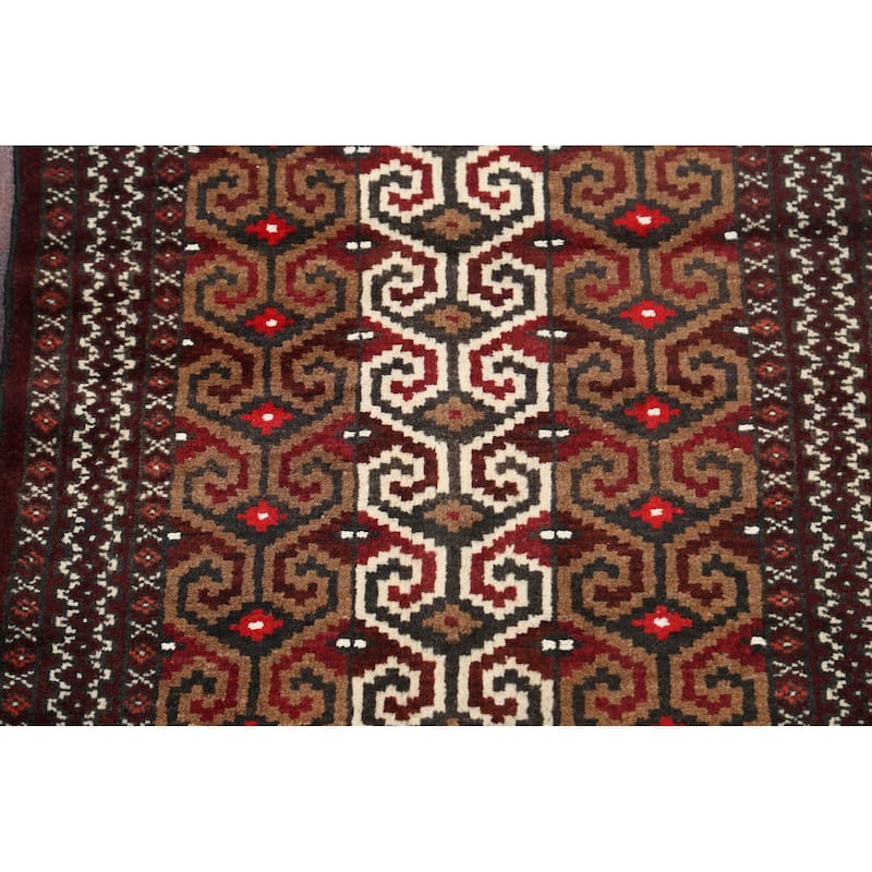 Geometric Persian Balouch Area Rug Handmade Traditional Wool Carpet - 2'6" x 3'9"