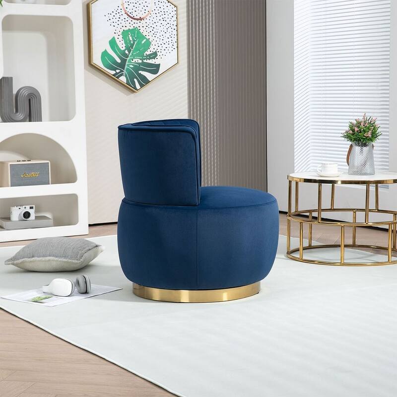 Modern Velvet 360 Degree Swivel Round Armrest Upholstered Accent Chair
