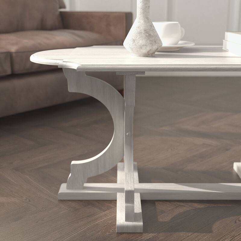 GALANO Doynton 39.4 in. Oval Solid Wood Top Coffee Table