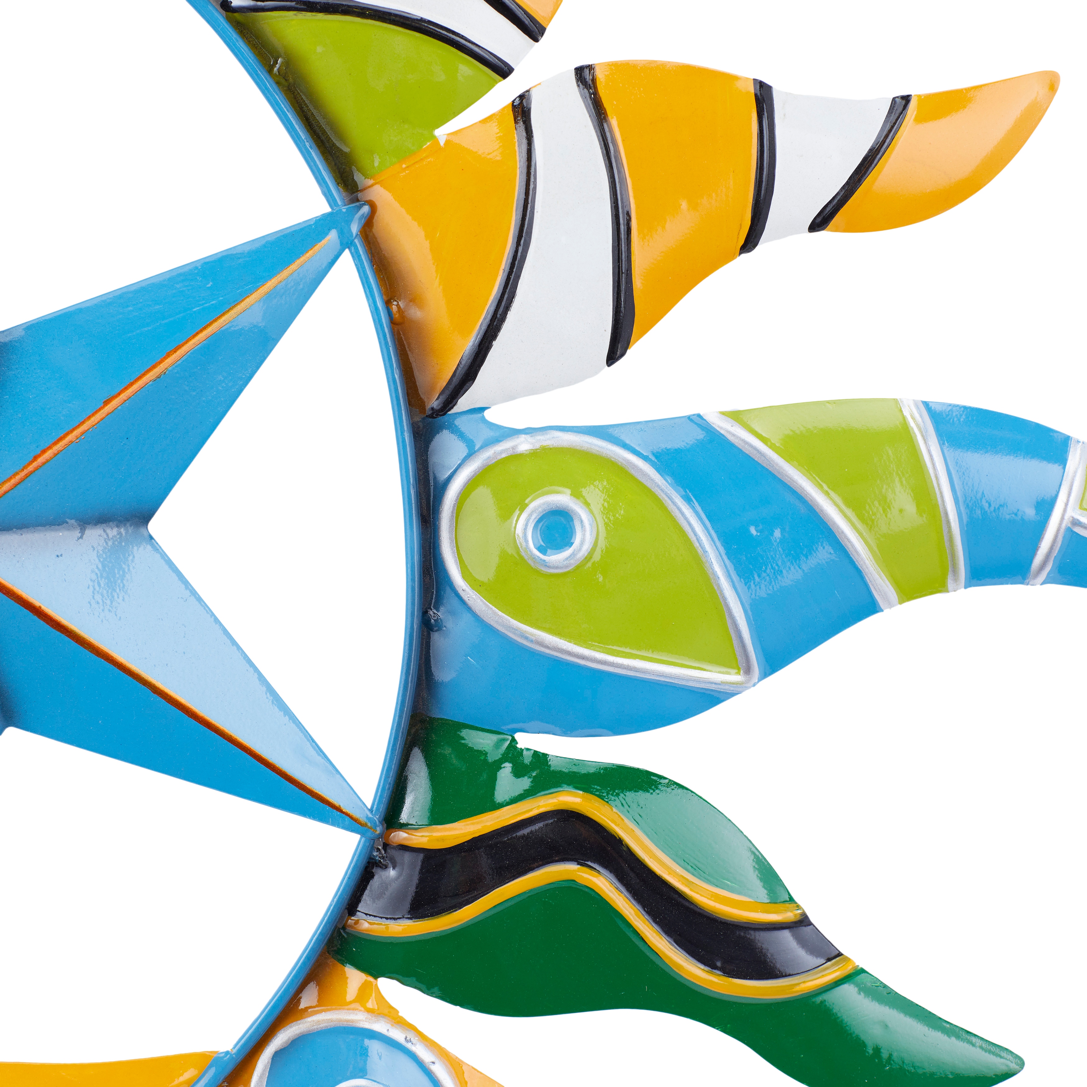 Multi Color Metal Eclectic Whimsical Celestial Sun Art Wall Sculpture